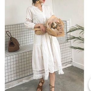 White Fringe Dress One Size